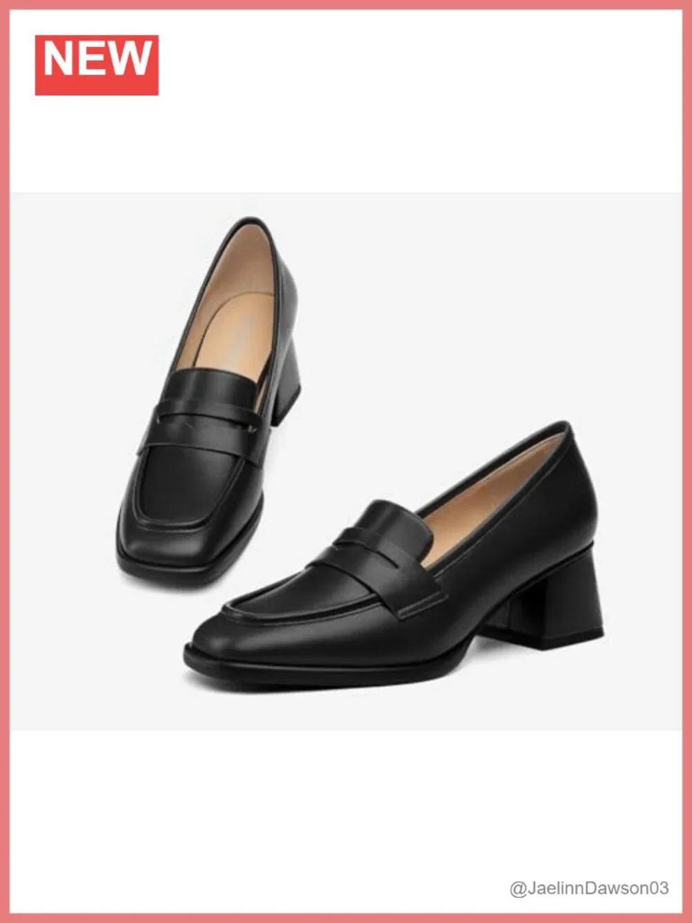 Faux Leather Slip On Chunky Heel Square Toe Loafers Women Business Casual Work